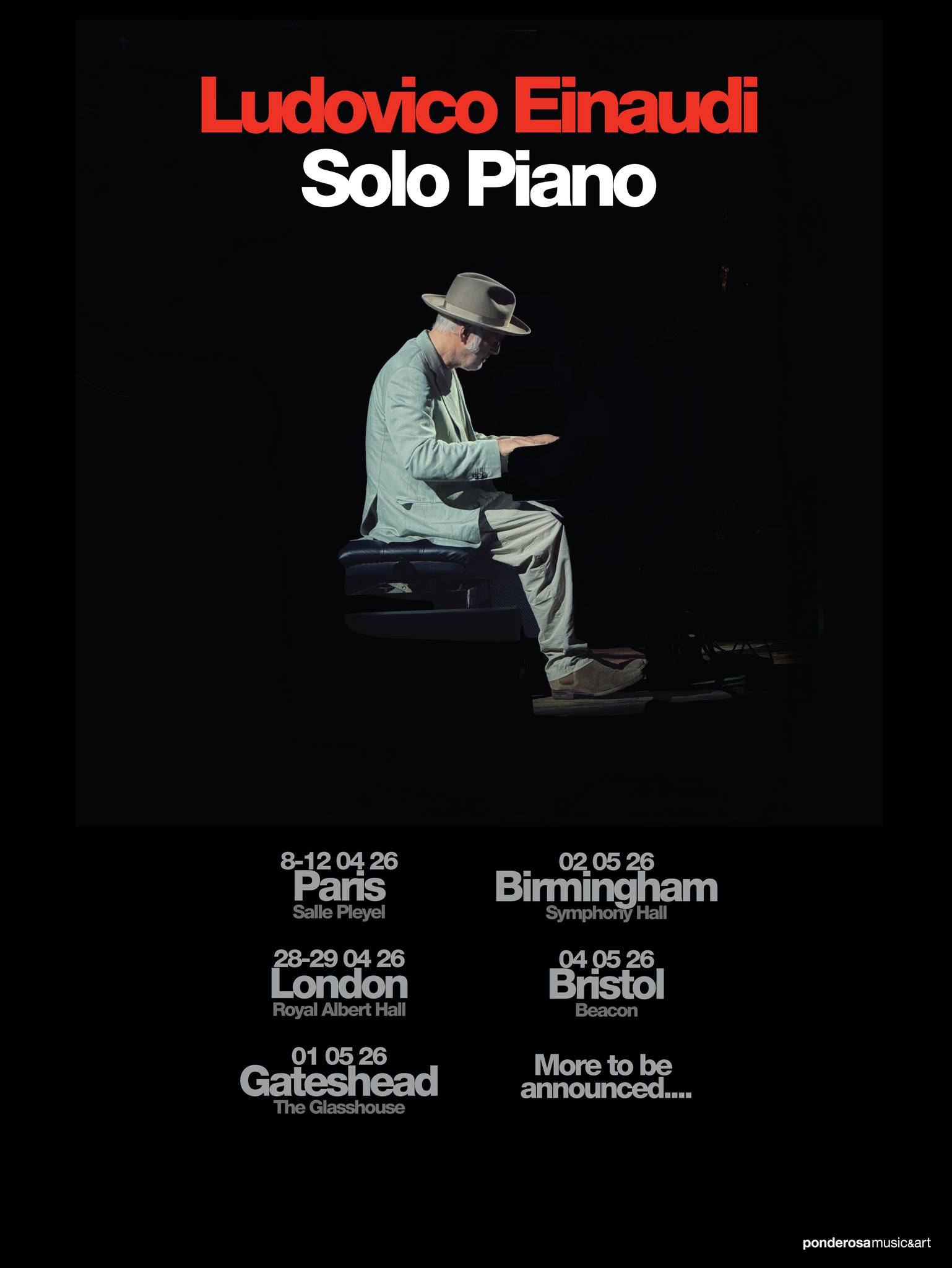 Ludovico Einaudi Solo Piano Tour Poster 2026